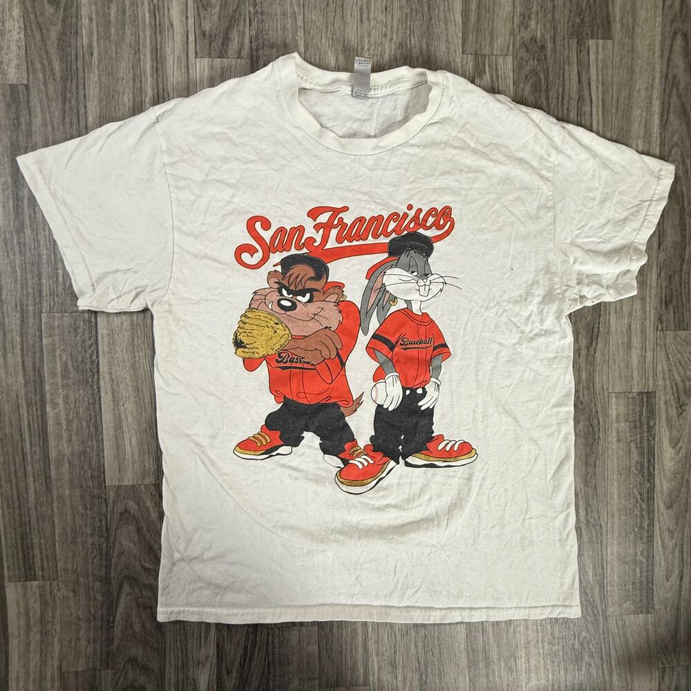 Looney Tunes San Francisco Cartoon Baseball Tee Gildan 100% Cotton